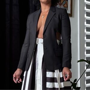 Helmet lang cut out blazer